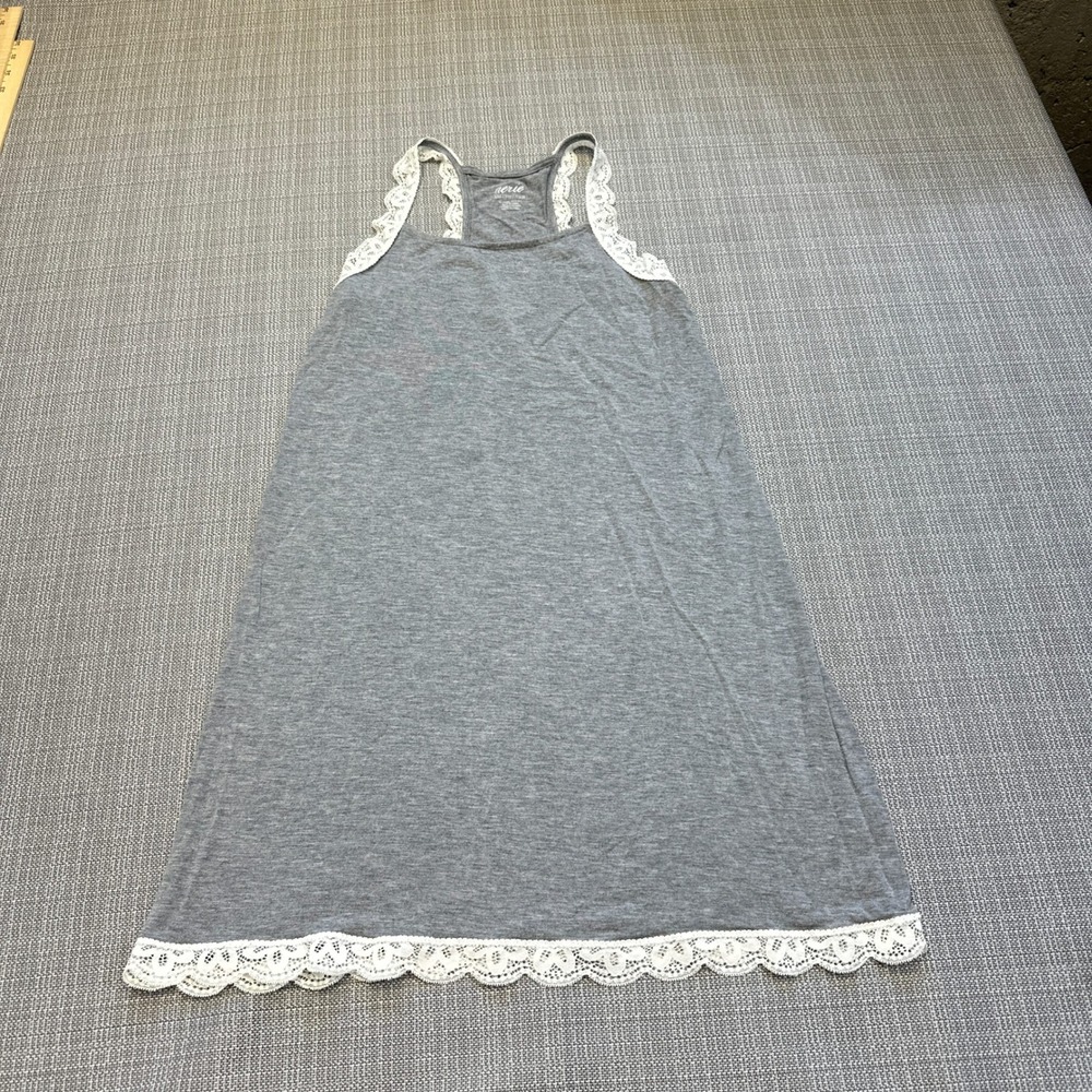 Aerie‎ Heather Gray Lace Trim Racerback Chemise Nightgown XXS Mini Sleep Dress